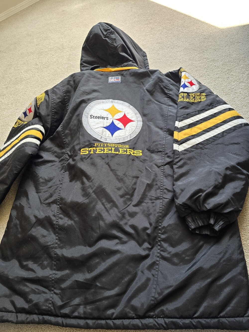 Vintage Starter NFL Pro Line Pittsburgh Steelers Hooded Puffer Jacket XL Rare - Picture 13 of 16